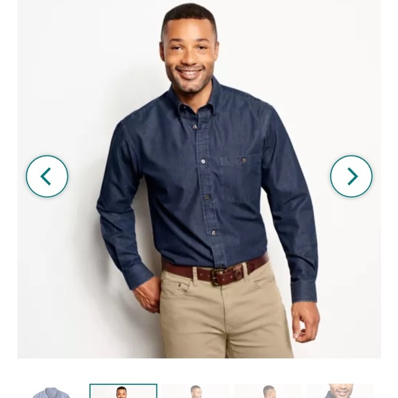 Orvis Other - ORVIS Men Wrinkle-Free Pure Cotton Denim Shirt Washed Indigo L/S LG Button Down